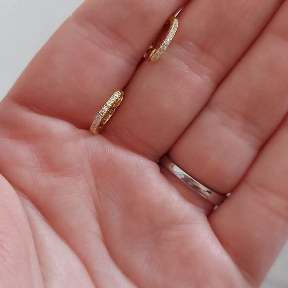 14K Gold Plated Huggie / Hoop Earrings - Picture 7 of 8